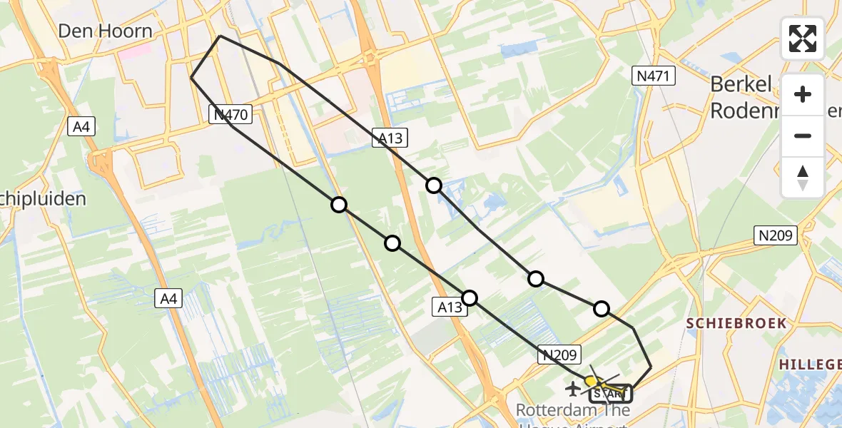 Routekaart van de vlucht: Lifeliner 2 naar Rotterdam The Hague Airport, Hofweg