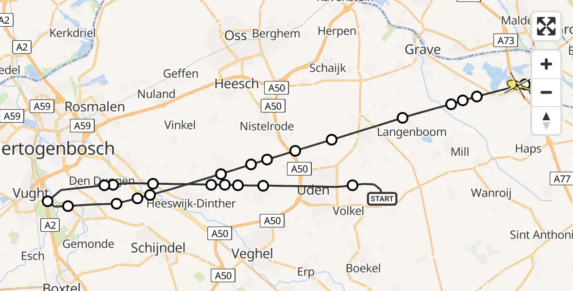 Routekaart van de vlucht: Lifeliner 3 naar Cuijk, zeelandsedijk
