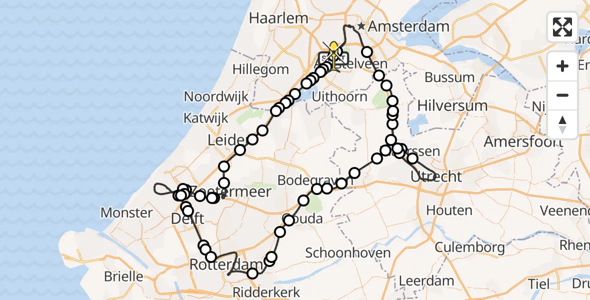 Routekaart van de vlucht: Politieheli naar Schiphol, Kraayveldstraat