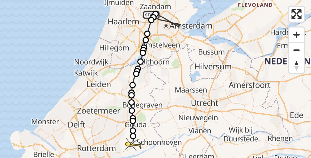 Routekaart van de vlucht: Lifeliner 1 naar Berkenwoude, Ankerweg