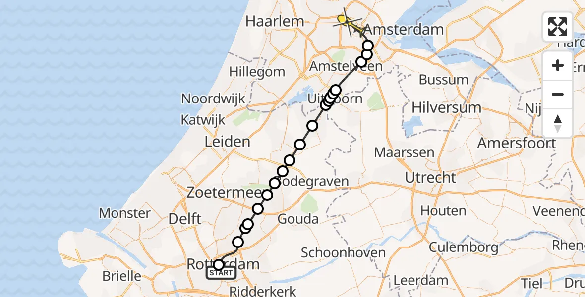 Routekaart van de vlucht: Lifeliner 1 naar Amsterdam, Robert Fruinstraat