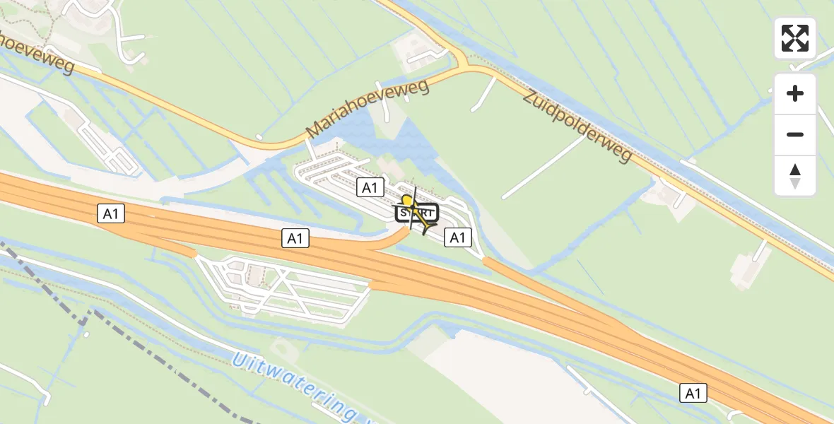 Routekaart van de vlucht: Lifeliner 4 naar Muiden, Hackelaar