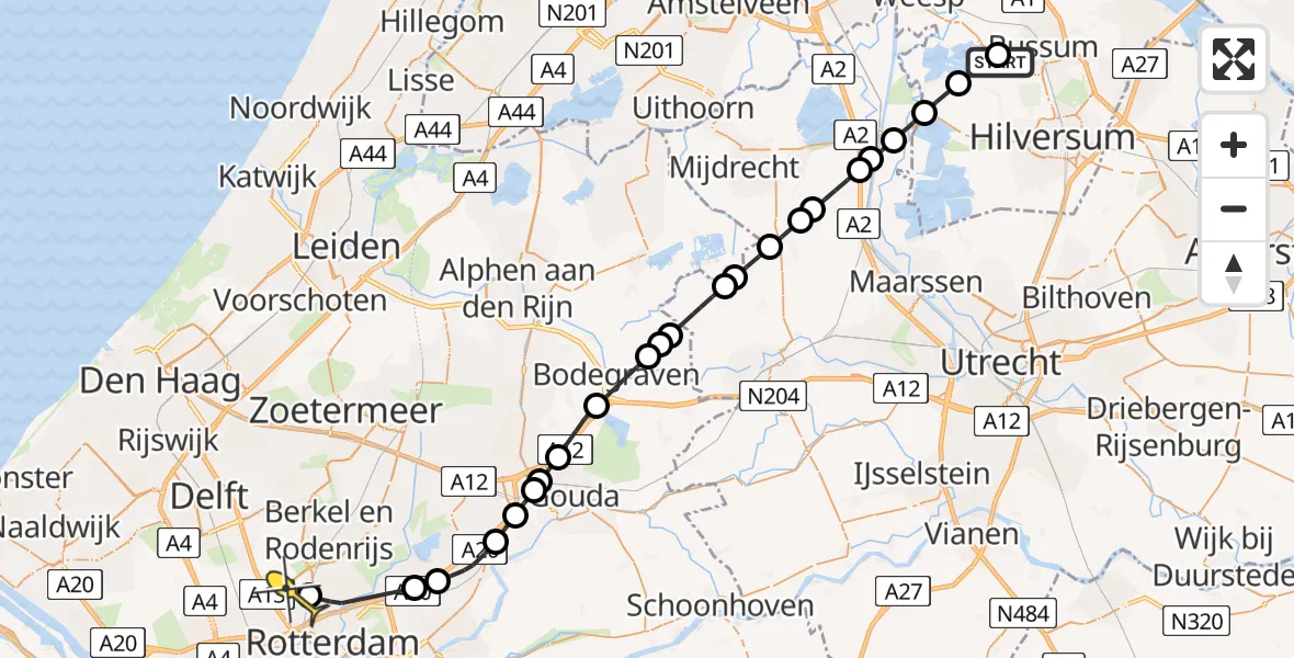 Routekaart van de vlucht: Lifeliner 2 naar Rotterdam The Hague Airport, Stichtse Kade