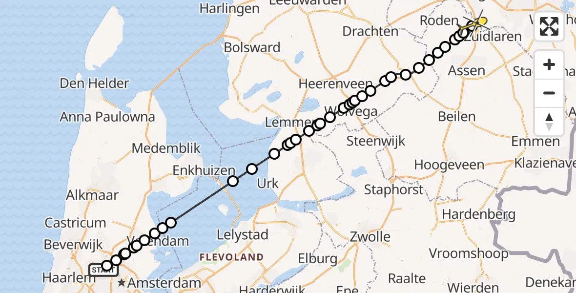 Routekaart van de vlucht: Lifeliner 4 naar Groningen Airport Eelde, HVC - Afvalinzameling