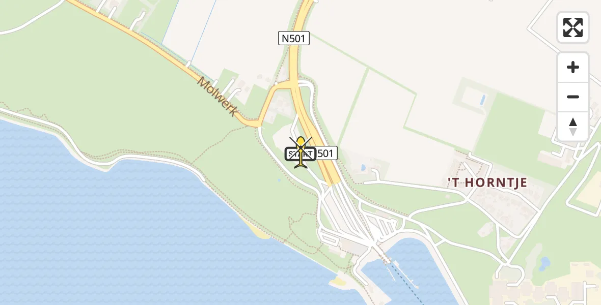 Routekaart van de vlucht: Ambulanceheli naar Den Hoorn, Teso