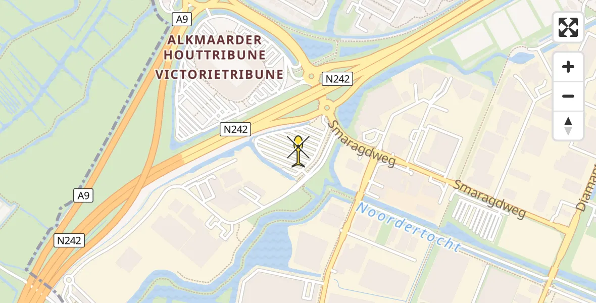 Routekaart van de vlucht: Ambulanceheli naar Alkmaar