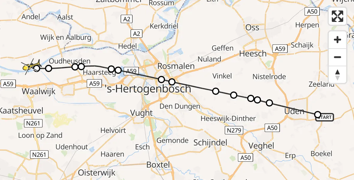 Routekaart van de vlucht: Lifeliner 3 naar Drongelen, Kromstraat