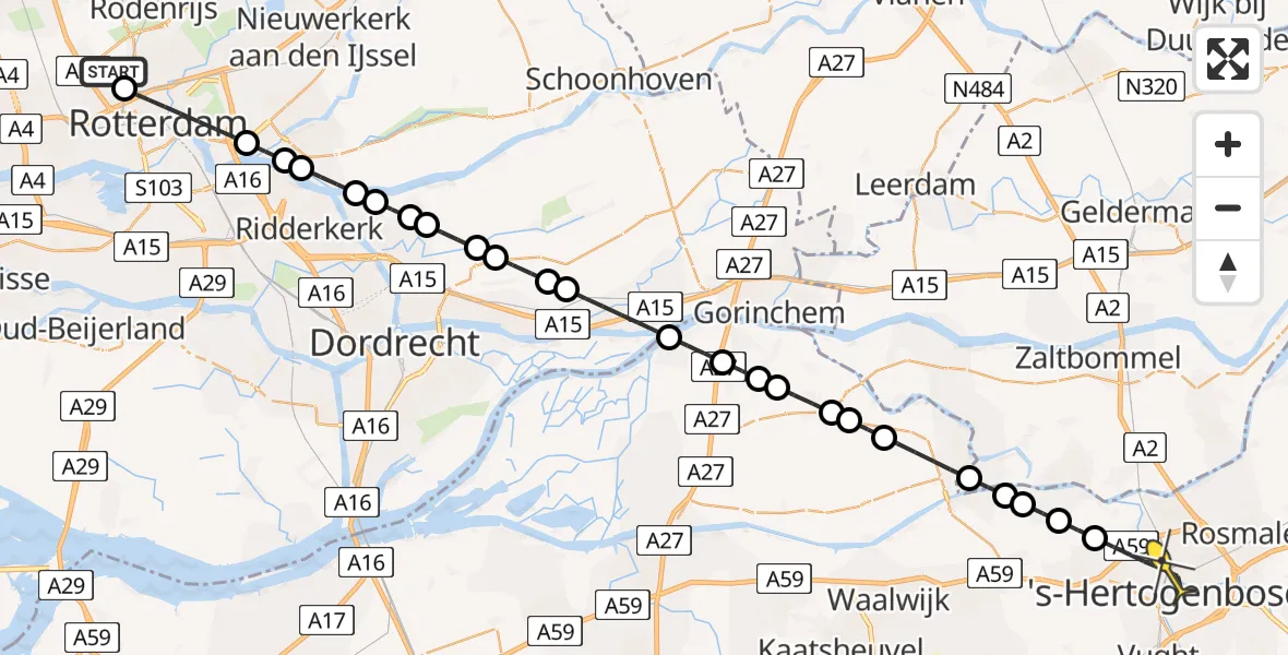 Routekaart van de vlucht: Lifeliner 2 naar 's-Hertogenbosch, Van der Duijn van Maasdamweg