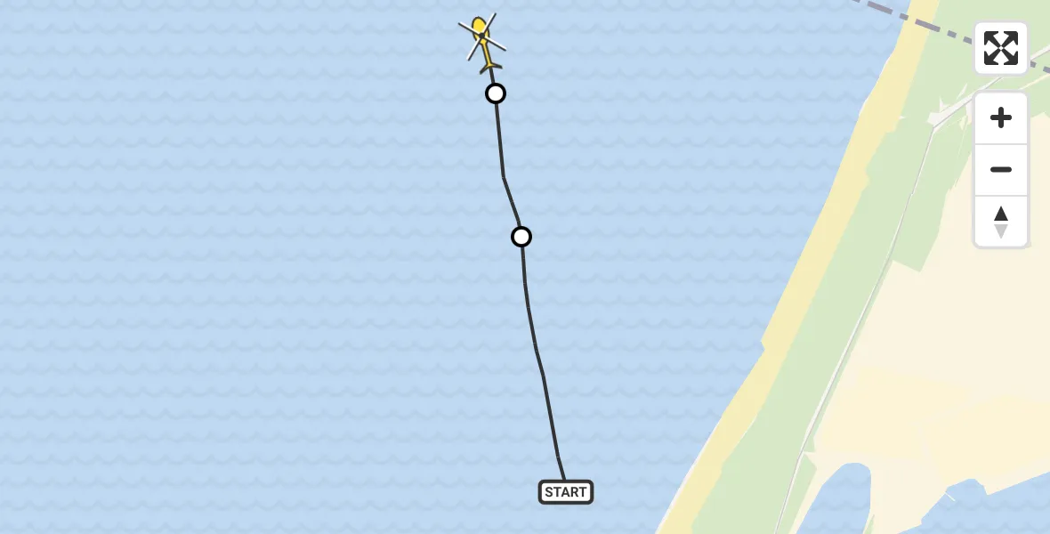 Routekaart van de vlucht: Kustwachthelikopter naar 