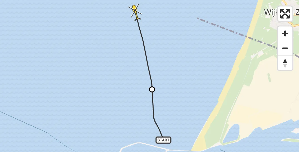 Routekaart van de vlucht: Kustwachthelikopter naar 