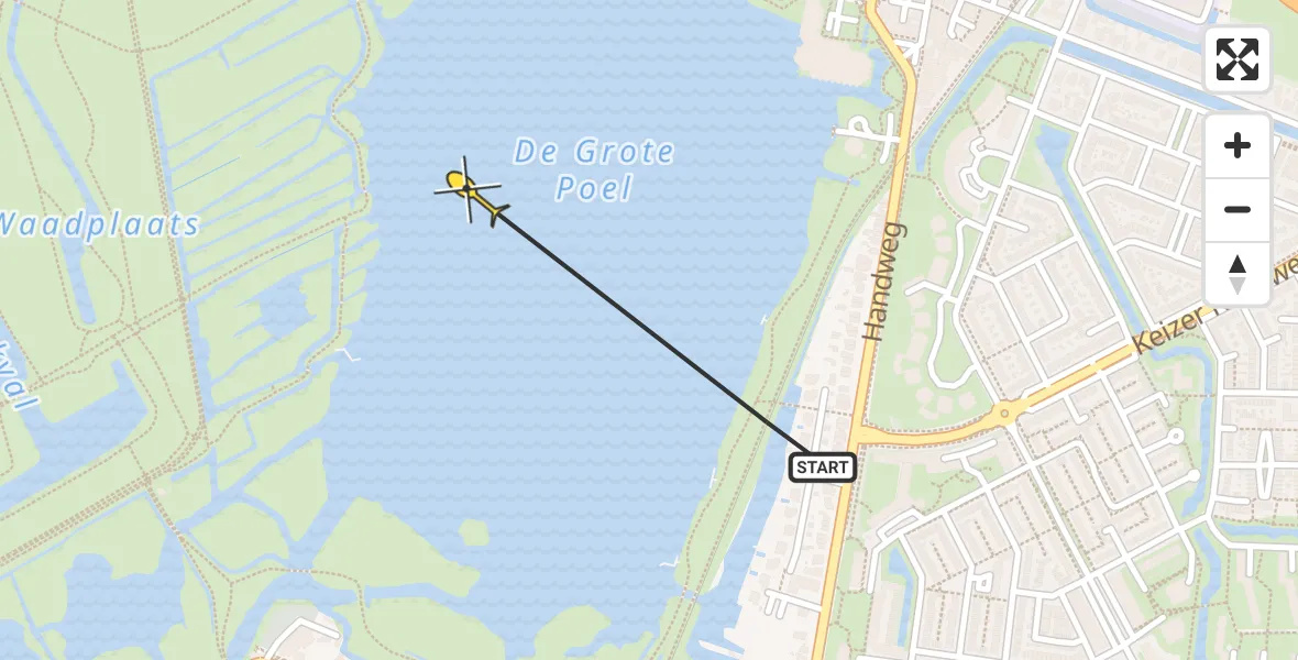 Routekaart van de vlucht: Politiehelikopter naar Amstelveen, De Grote Poel