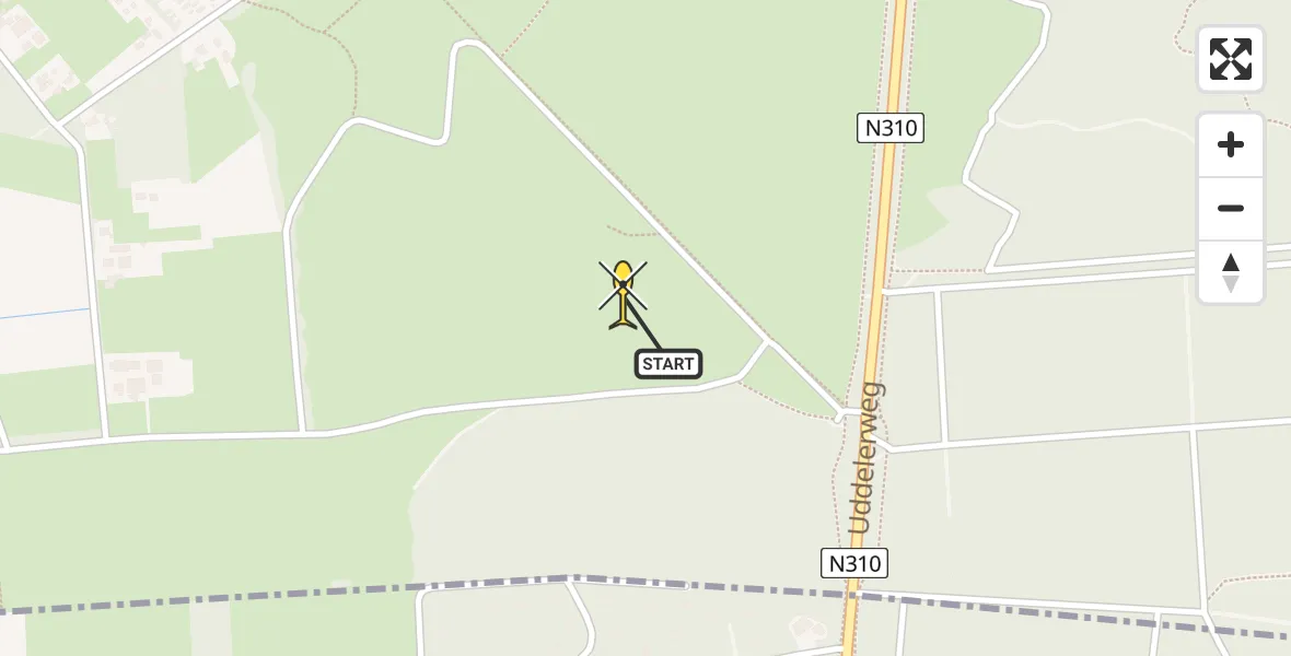 Routekaart van de vlucht: Politieheli naar Elspeet, Uddelerweg