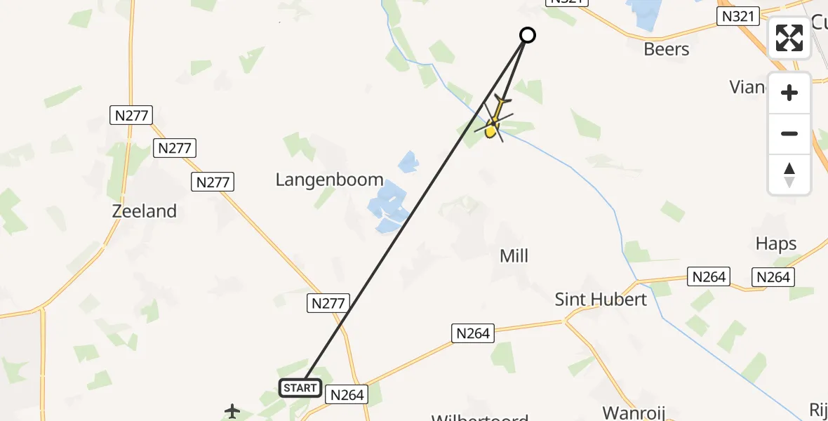 Routekaart van de vlucht: Lifeliner 3 naar Mill, Graafschedijk