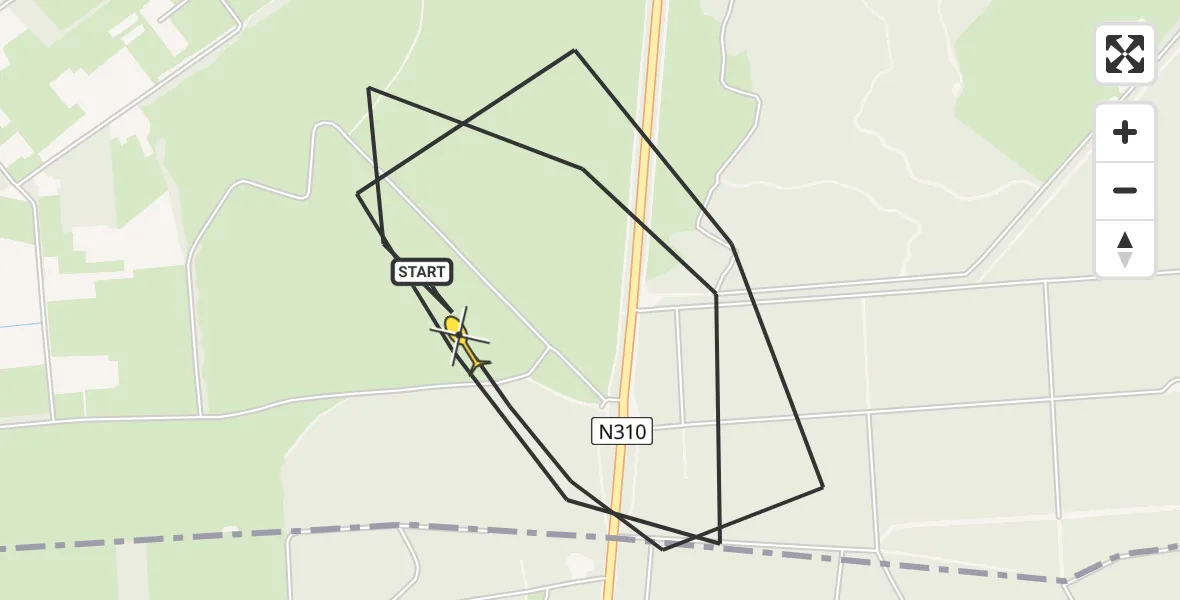 Routekaart van de vlucht: Politiehelikopter naar Elspeet, Uddelerweg