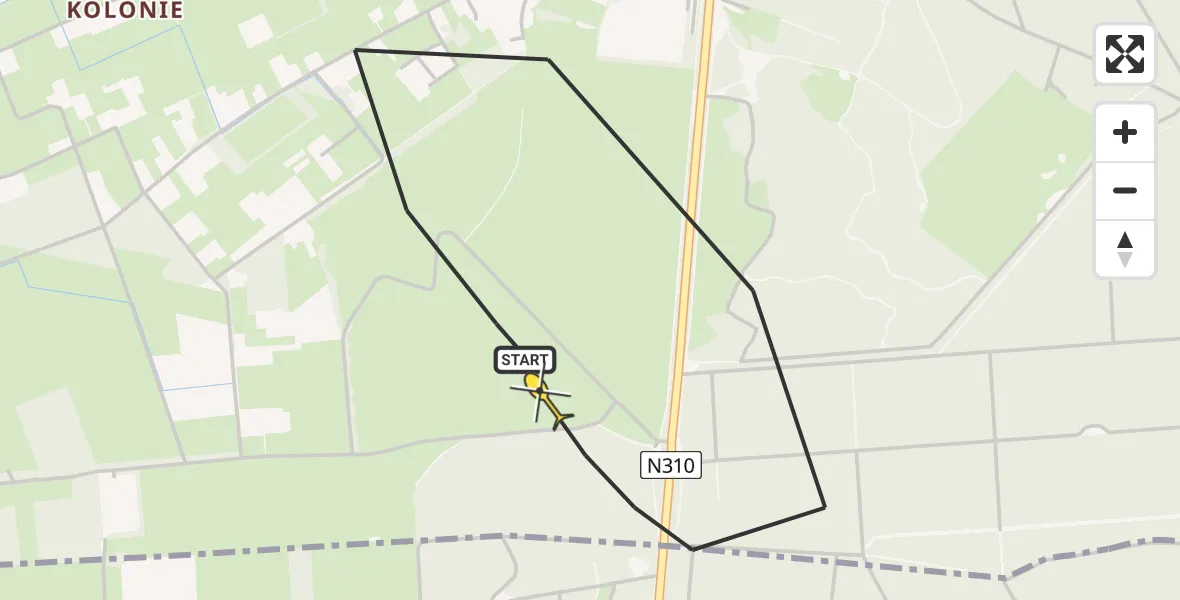 Routekaart van de vlucht: Politiehelikopter naar Elspeet, Kleine Kolonieweg