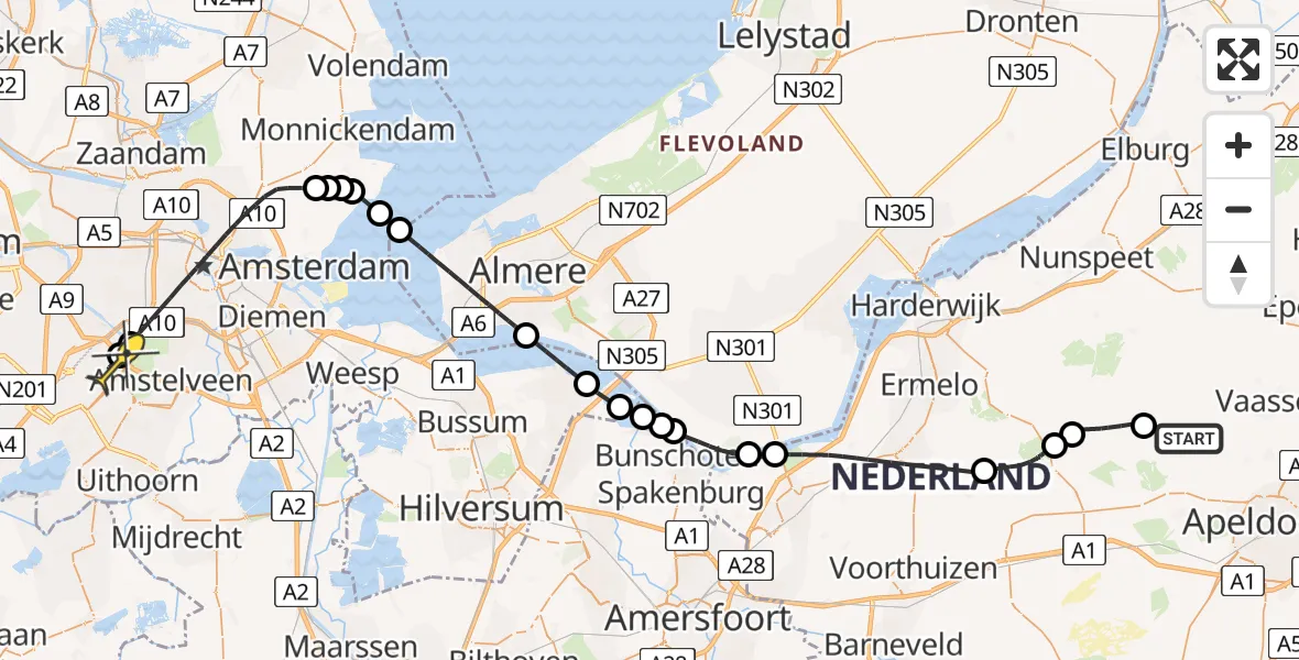 Routekaart van de vlucht: Politieheli naar Schiphol, Bovenweg