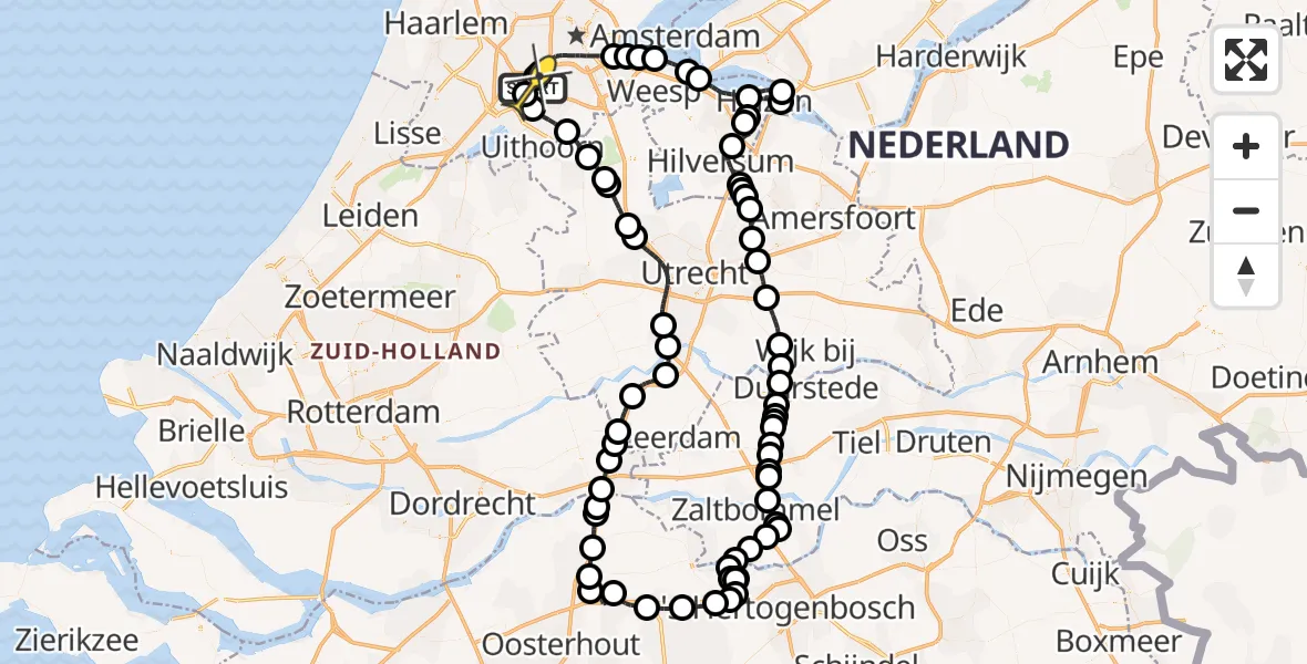Vluchtroute Politiehelikopter van Schiphol naar Schiphol