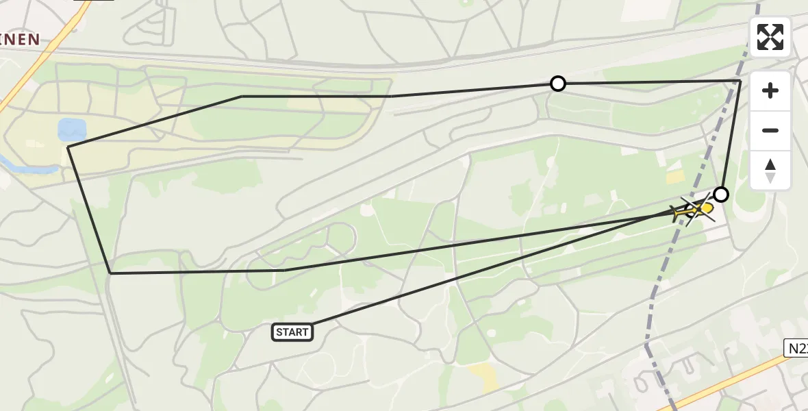 Routekaart van de vlucht: Politieheli naar Amersfoort, Barchman Wuytierslaan