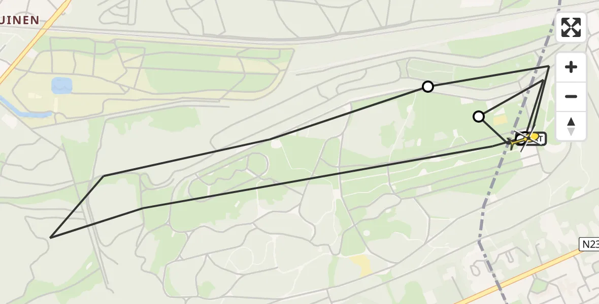 Routekaart van de vlucht: Politiehelikopter naar Amersfoort, Heezerspoor Oostzijde