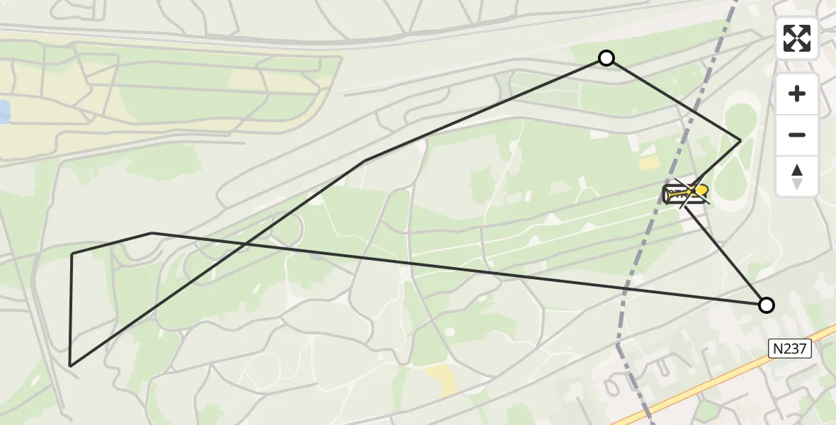 Routekaart van de vlucht: Politieheli naar Amersfoort, Heezerspoor Oostzijde