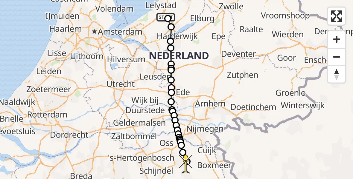 Routekaart van de vlucht: Traumaheli naar Vliegbasis Volkel, Larserweg