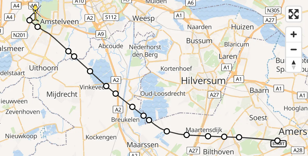Routekaart van de vlucht: Politieheli naar Schiphol, Soesterbergsestraat