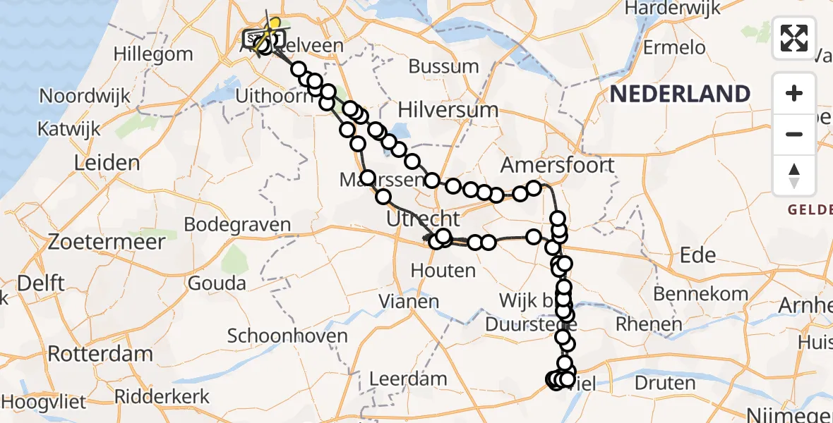 Routekaart van de vlucht: Politieheli naar Schiphol, Schipholweg