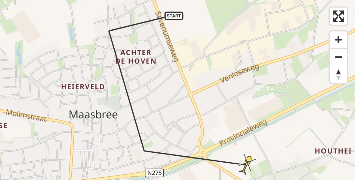 Routekaart van de vlucht: Lifeliner 3 naar Maasbree, Houthei