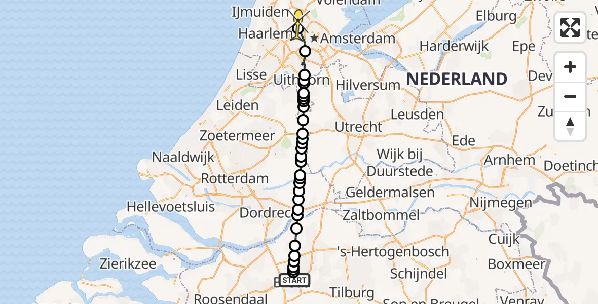 Routekaart van de vlucht: Lifeliner 1 naar Amsterdam Heliport, Waterloostraat