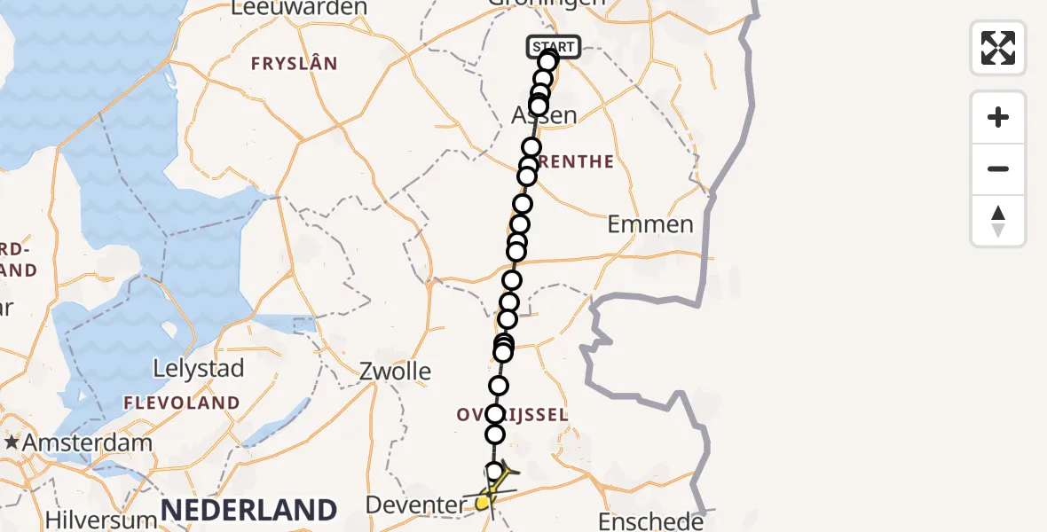 Routekaart van de vlucht: Lifeliner 4 naar Holten, Moespot