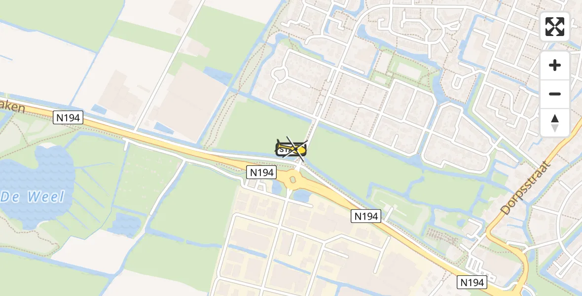 Routekaart van de vlucht: Lifeliner 1 naar Obdam, Weerestraat