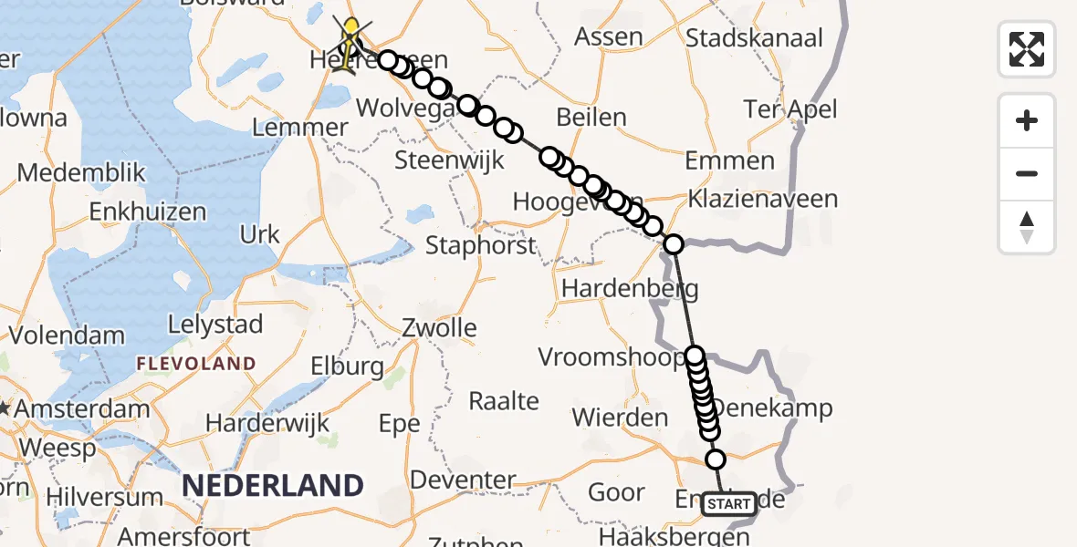 Routekaart van de vlucht: Lifeliner 4 naar Vegelinsoord, Parkweg