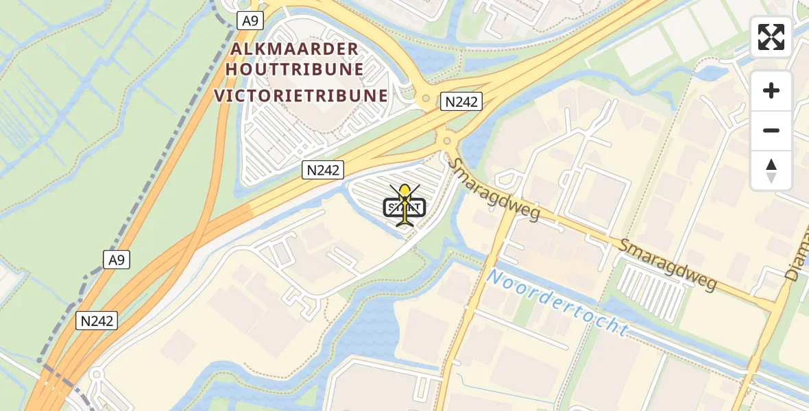 Routekaart van de vlucht: Lifeliner 1 naar Alkmaar, Parelweg