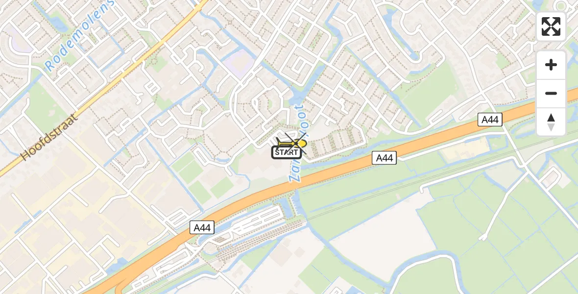 Routekaart van de vlucht: Lifeliner 2 naar Sassenheim, Van Alkemadelaan