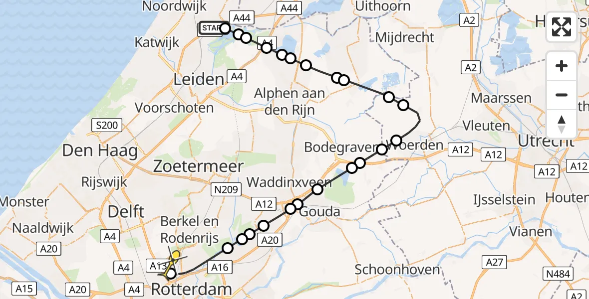 Routekaart van de vlucht: Lifeliner 2 naar Rotterdam The Hague Airport, Kooisloot