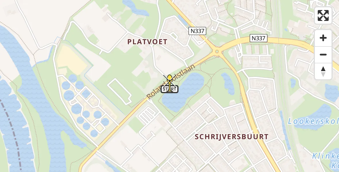 Routekaart van de vlucht: Lifeliner 3 naar Deventer, Roland Holstlaan