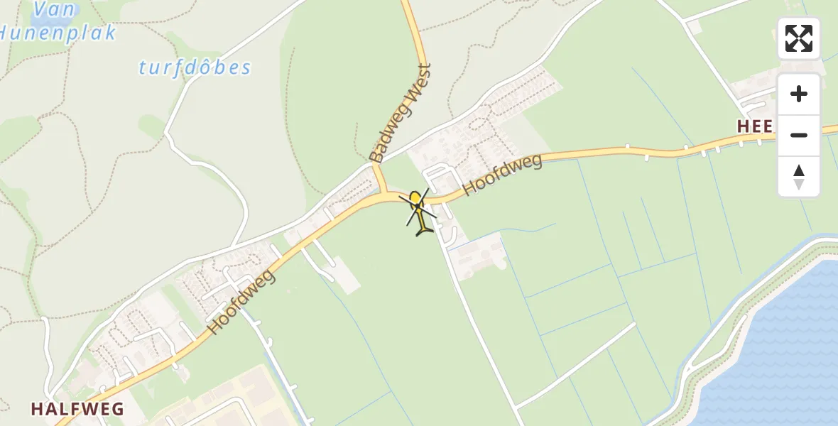 Routekaart van de vlucht: Ambulanceheli naar West-Terschelling