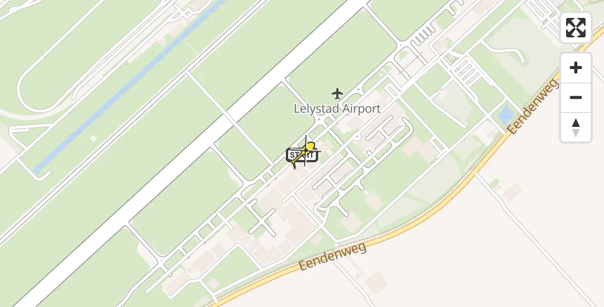 Routekaart van de vlucht: Traumaheli naar Lelystad Airport, Emoeweg