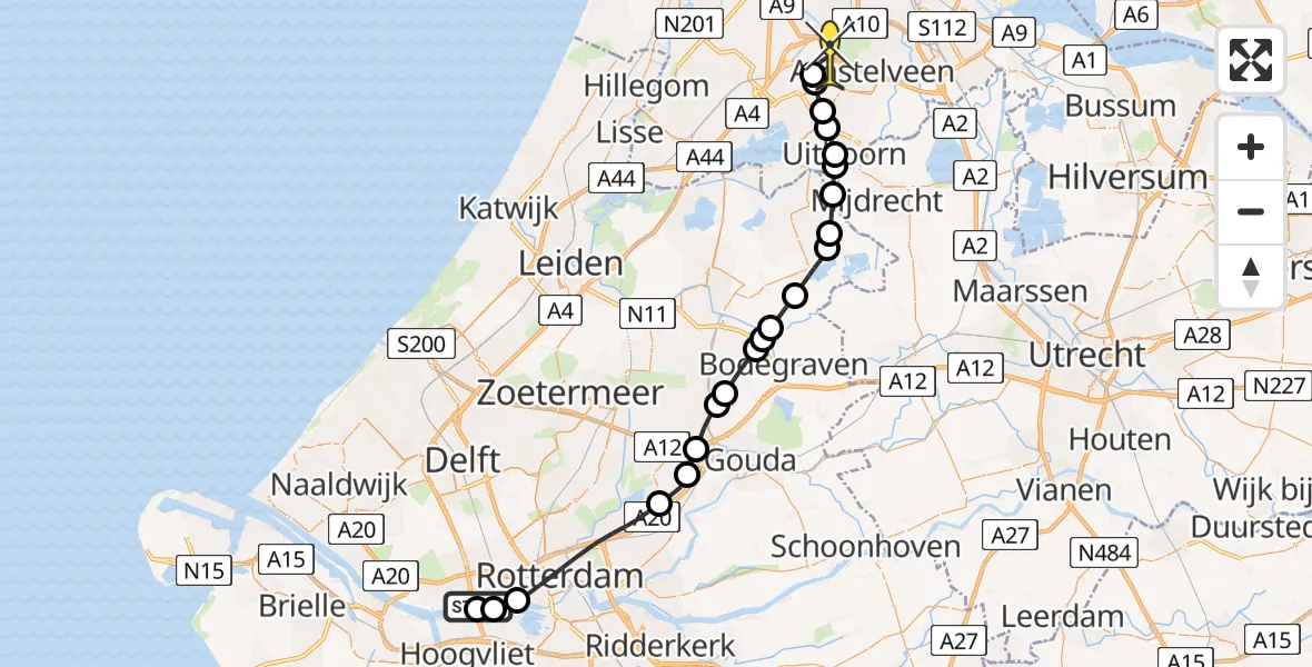 Routekaart van de vlucht: Politiehelikopter naar Schiphol, Pernisse Waterkant