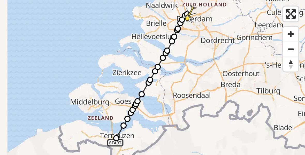 Routekaart van de vlucht: Lifeliner 2 naar Rotterdam The Hague Airport, Sluispolderdijk