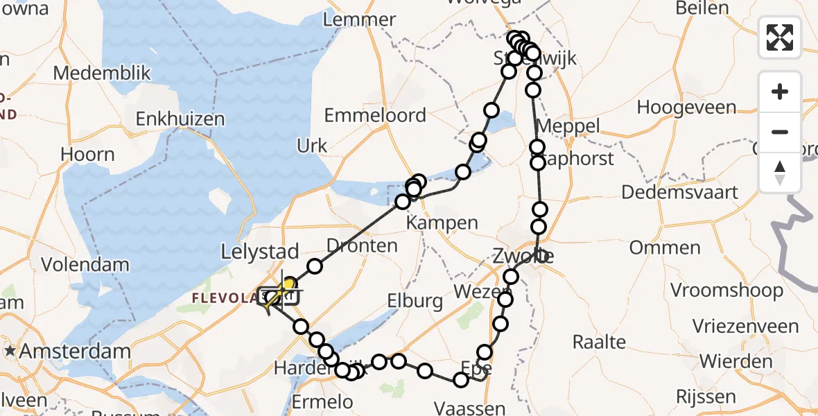 Routekaart van de vlucht: Traumahelikopter naar Lelystad Airport, Larserweg