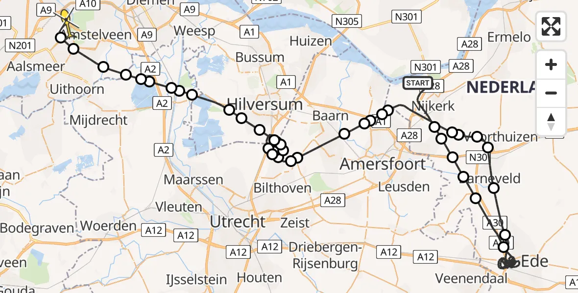 Routekaart van de vlucht: Politiehelikopter naar Schiphol, Arkervaart
