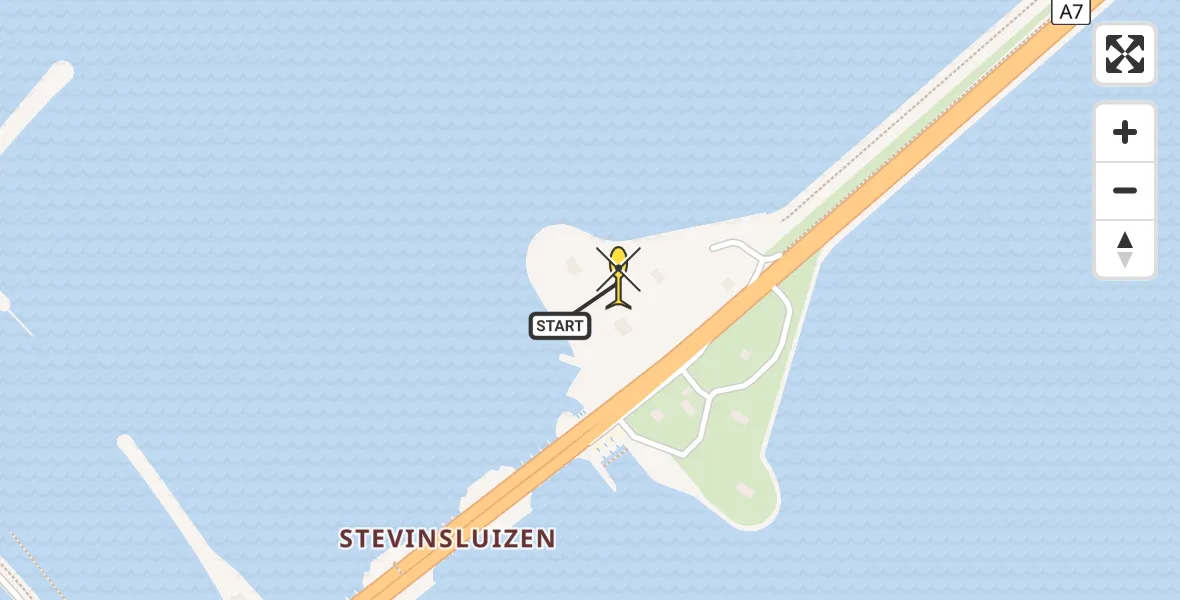 Routekaart van de vlucht: Kustwachthelikopter naar Den Oever, Afsluitdijk