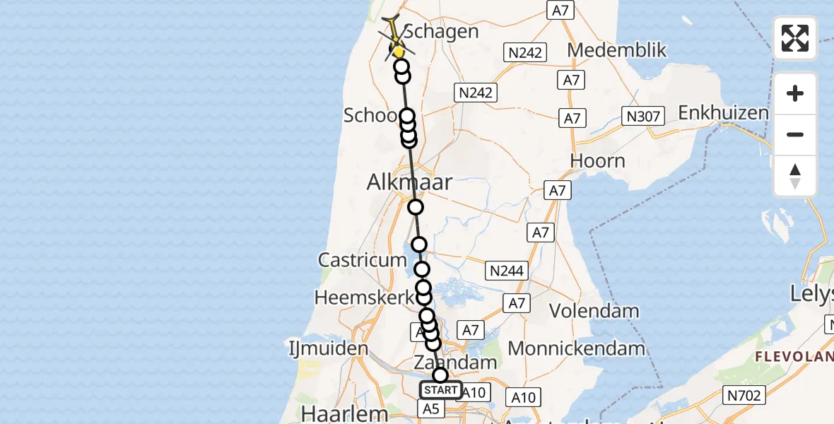 Routekaart van de vlucht: Lifeliner 1 naar Sint Maartensbrug, Hoofdtocht