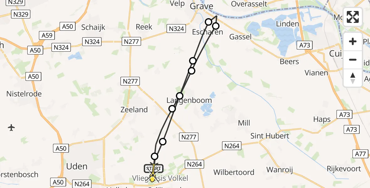 Routekaart van de vlucht: Lifeliner 3 naar Vliegbasis Volkel, Houtvennen