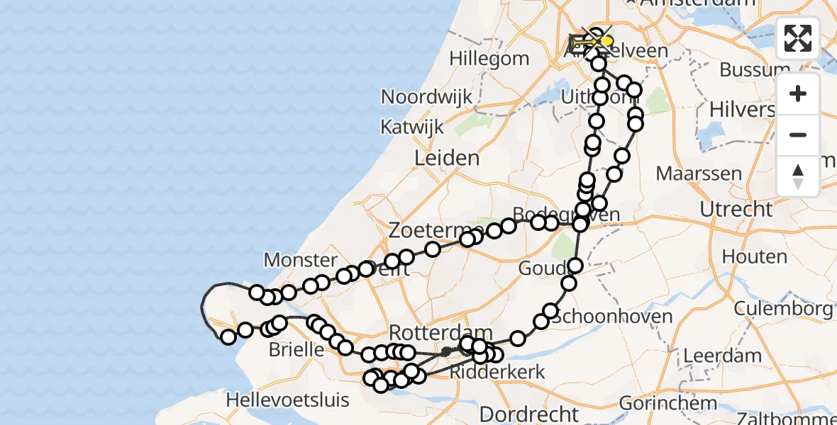 Routekaart van de vlucht: Politieheli naar Schiphol, Aardolieweg