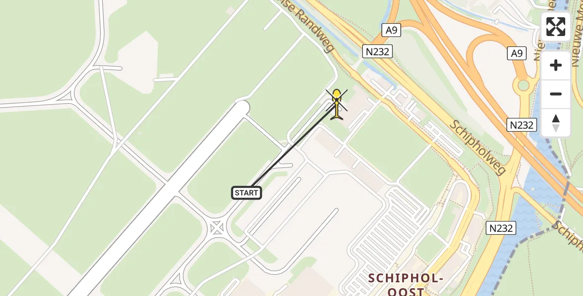 Routekaart van de vlucht: Politieheli naar Schiphol, Thermiekstraat