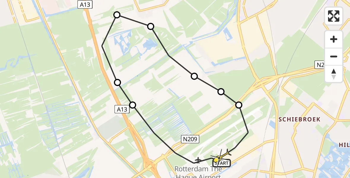 Routekaart van de vlucht: Lifeliner 2 naar Rotterdam The Hague Airport, Doenkadepad