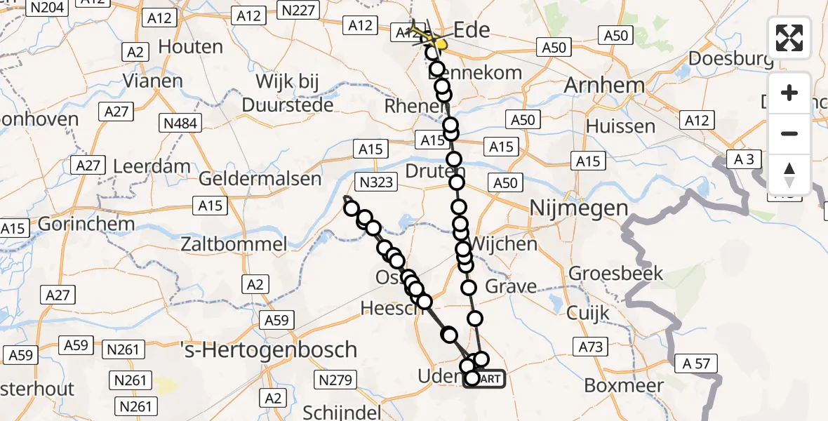 Routekaart van de vlucht: Lifeliner 3 naar De Klomp, Houtvennen