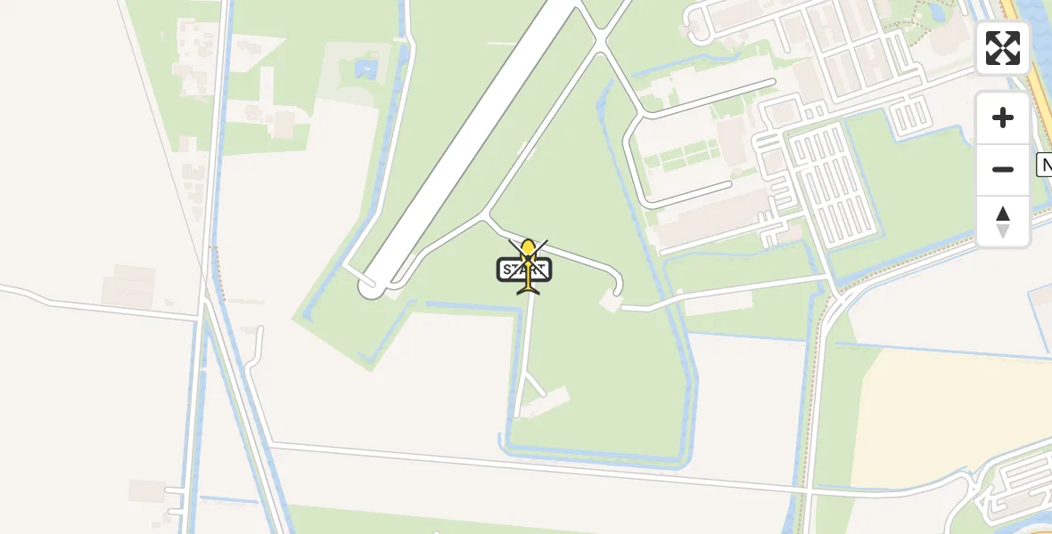 Routekaart van de vlucht: Kustwachthelikopter naar Vliegveld De Kooy, Luchthavenweg